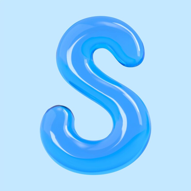 Vector 3d blue water balloon letter s