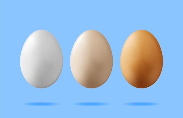 3d boiled eggs in eggshell isolated