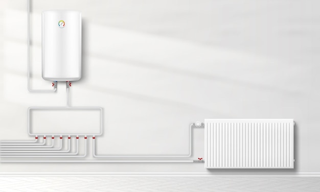 Vector 3d boiler boiler op witte muur