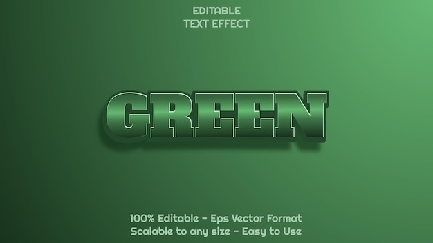 Vector 3d bold green shiny text effect editable text effect