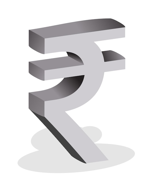 Vector 3d bold indian rupee symbol in isometric view, inr money