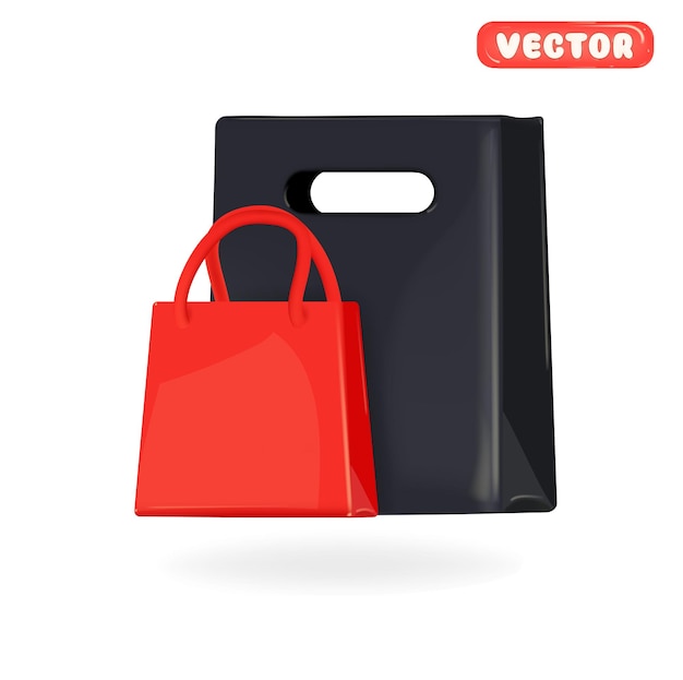 3D-boodschappentas pictogram Vector render korting illustratie Verkoop concept