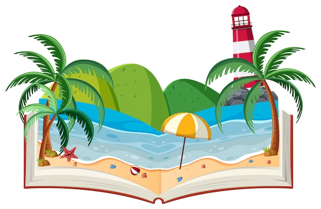 A 3d book beach theme