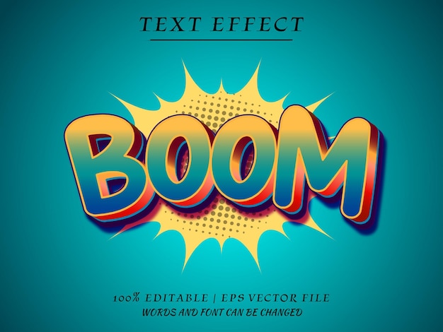 3D Boom Vector-teksteffect Met Pop-art Achtergrond Bewerkbare Tekst Mockup