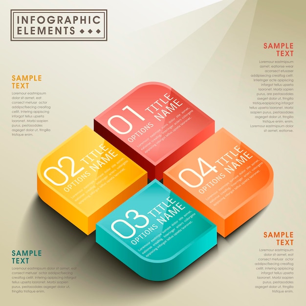 3d-box infographic elementen