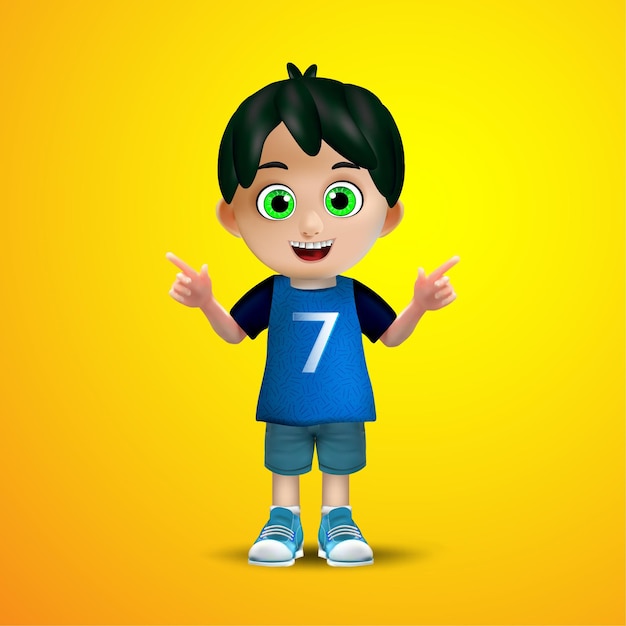 3d boy cartoon character based vector