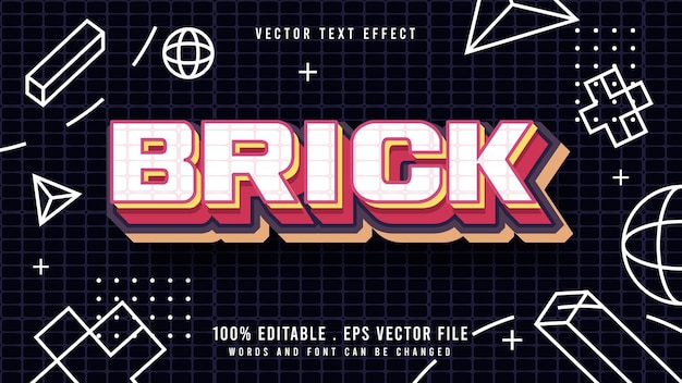 3d brick editable vector text effect