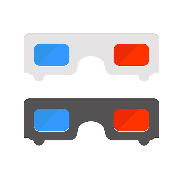 Vector 3d-bril, witte en grijze 3d-bril. platte vectorillustratie