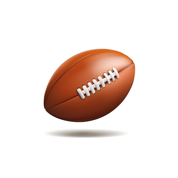 3D brown rugby ball on a white background American football soccer sports competitions tournaments
