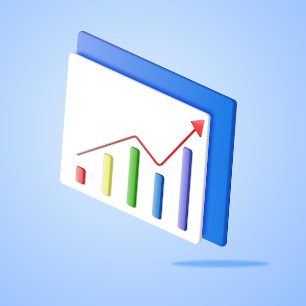 3d browser using business chart 3d vector illustration