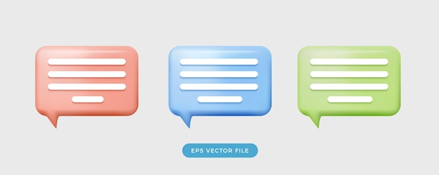 3d bubble chat communications colorfull icon 3d cartoon mesh render style collection set