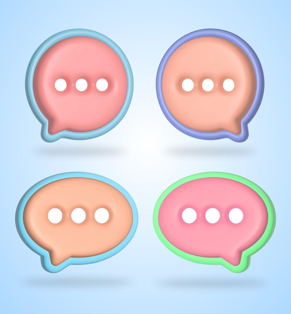 3d bubble speech social chat vector icon set