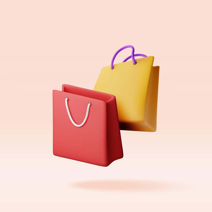 Vector 3d bunch of shopping bag isolated