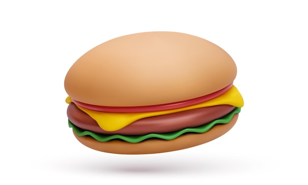 Hamburger 3d isolato su sfondo bianco illustrazione vettoriale