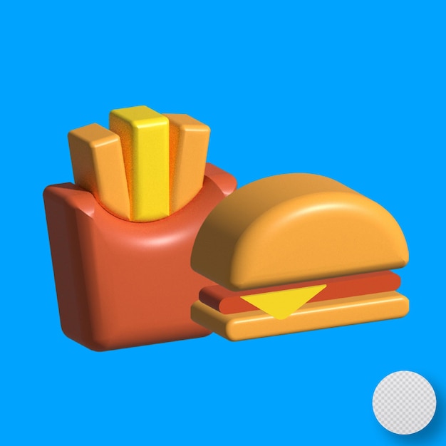 Vector 3d burger with fries