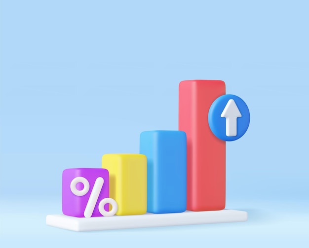 Concetto di strategia del grafico a barre aziendale 3d