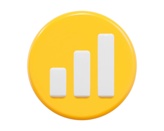 3D-икона роста бизнеса Круглый символ с желтым и белым цветом Иллюстрация вектора акций