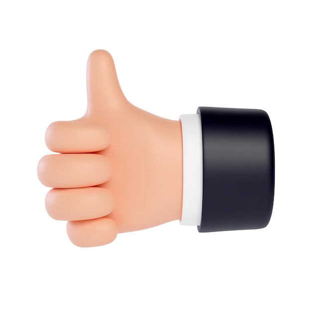 Vector 3d business hand gestures 3d hand showing thumb up good feedback positive concept and like symbol