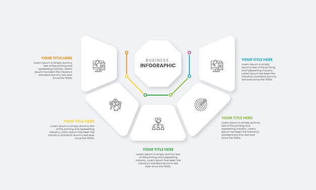 Elementi dei passaggi del diagramma di flusso di progettazione infografica aziendale 3d