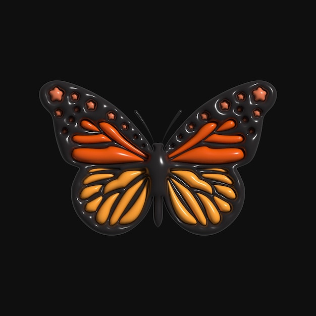 3D butterfly on a black background