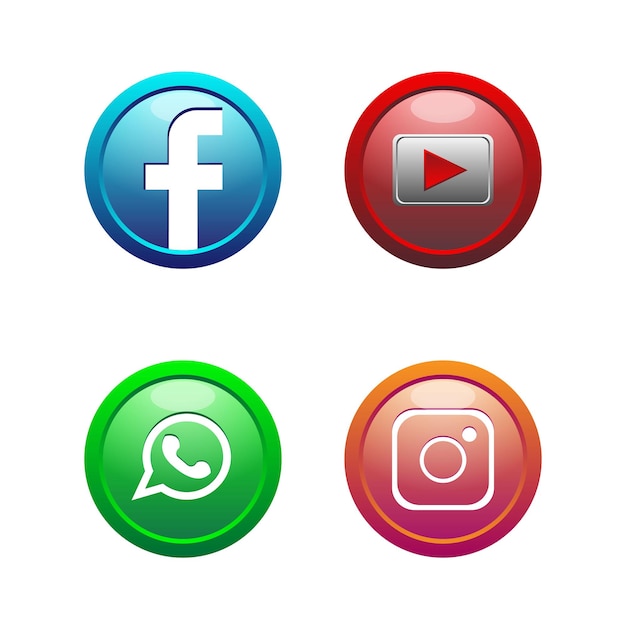 3D button Social media icon