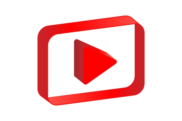 3d button video player isolated on white social media icon button channel video content vector illustration