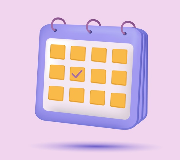 Вектор Значок 3d календаря календарь для планирования