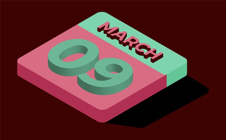 Vector 3d calendar of month march