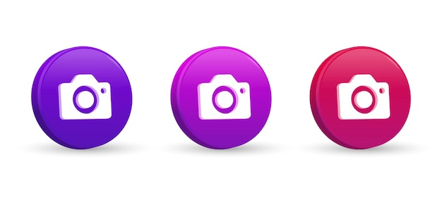 Icona della fotocamera 3d con cerchio sfumato con cornice moderna o scatta un simbolo di foto nel rendering 3d