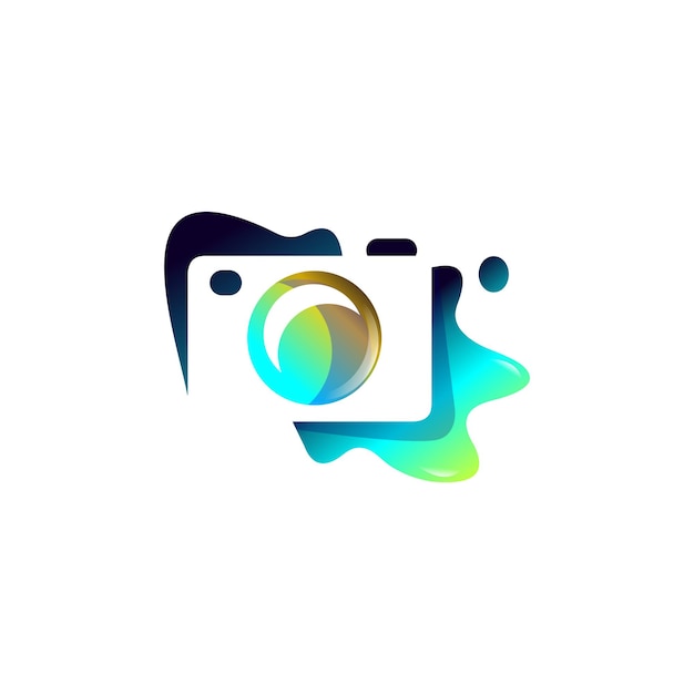 3D camera photography logo design vector template illustration