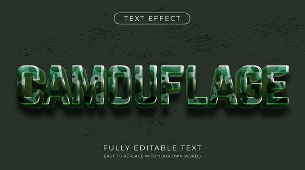 Vector 3d camouflage text effect editable font style