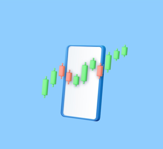 Vector 3d candle stick graph chart of online stock