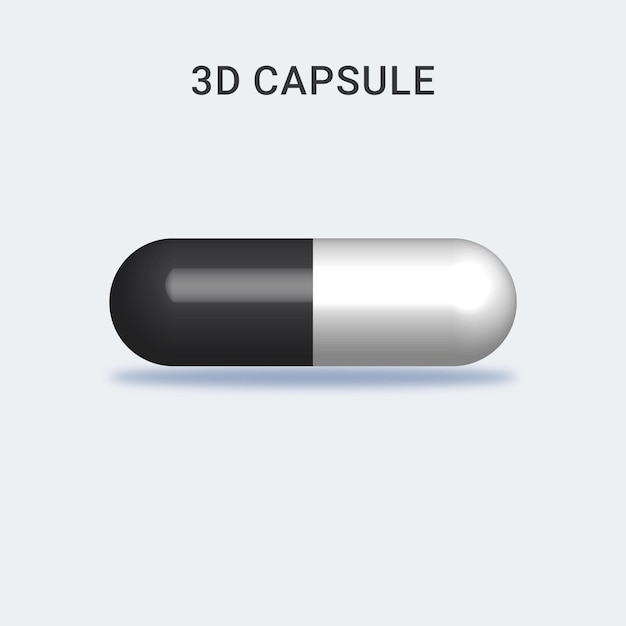 Вектор 3d капсула черно-белая