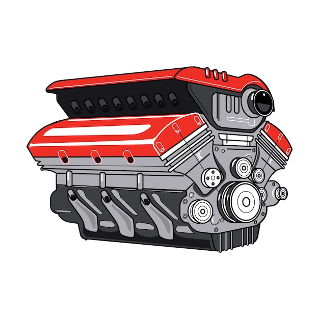 3d car engine on white background