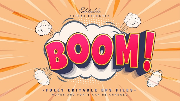 3d cartoon boom text effect