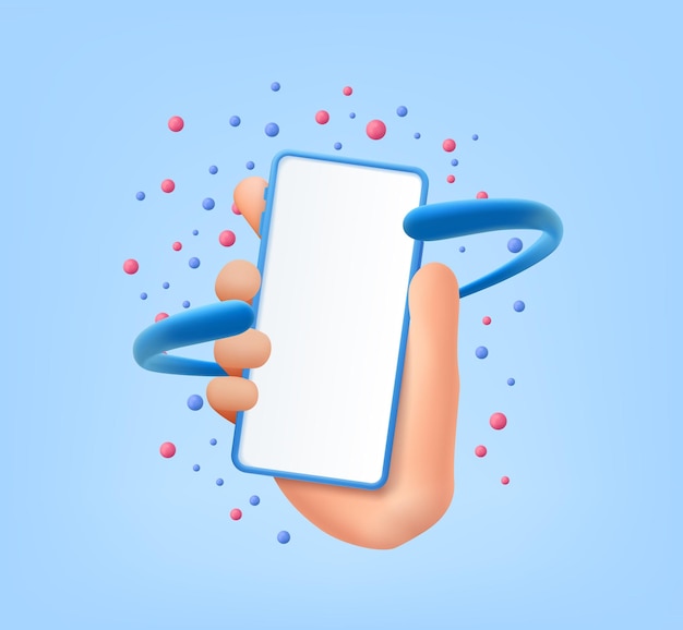 3D Cartoon hand met telefoon