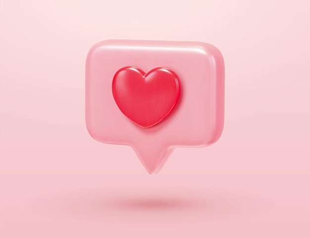 Vector 3d cartoon heart message icon