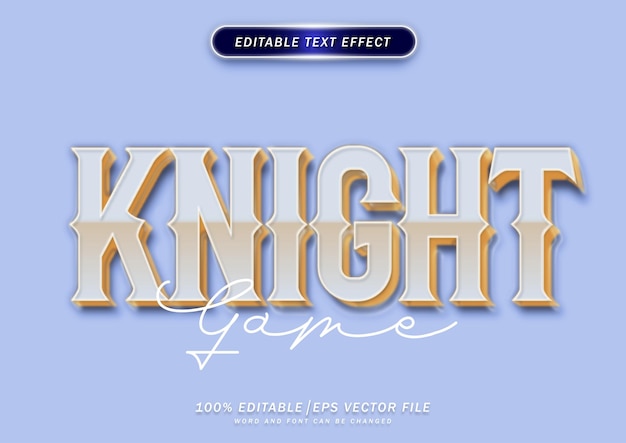 3d cartoon knight game text effect elegance game or movie title style effect