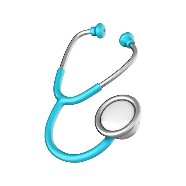 3D cartoon medical phonendoscope isolated on white background Stethoscope medical equipment icon Vector 3d illustration