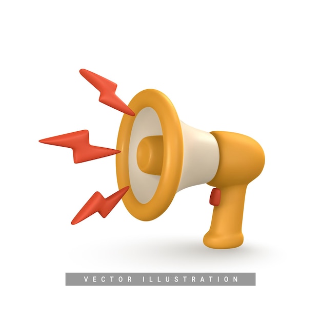 3d cartoon megaphone speaking trumpet vector illustration