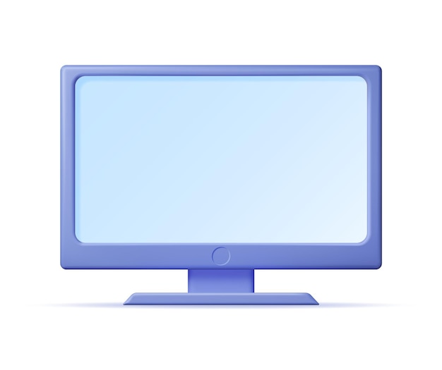 Vector 3d cartoon pc monitor isolated