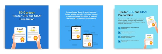3d 만화 소셜 미디어 유익한 장학금 문서 팁 게시 배너 템플릿 레이아웃 디자인