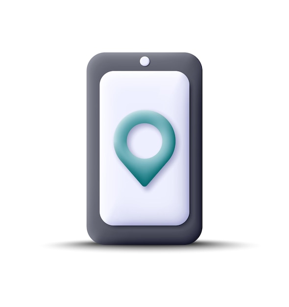 3d cartoon style minimal city map navigation smartphone icon. mobile app interface, geolocation, concept.