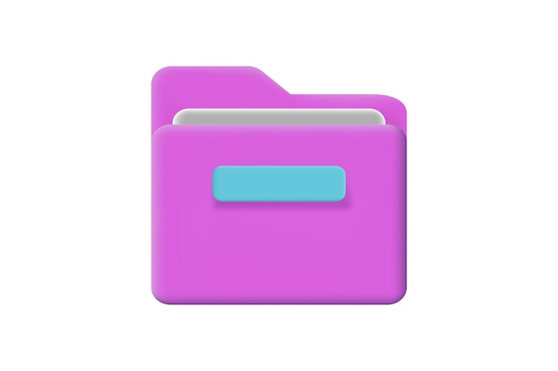 Vector 3d cartoon style minimal folder with files