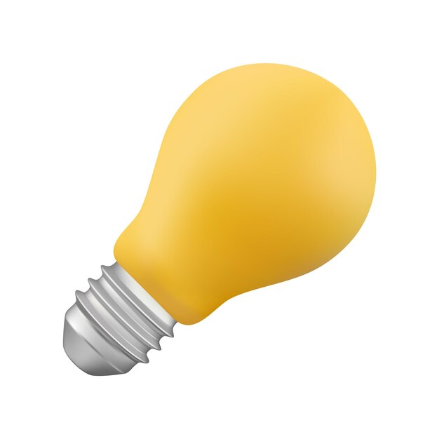 3 d 漫画のスタイルの最小限の黄色の電球アイコン アイデア ソリューション ビジネス戦略コンセプト分離ベクトル図 3 D アイコンは自由に編集できます ソリューションとビジネス アイデア思考発明のシンボル