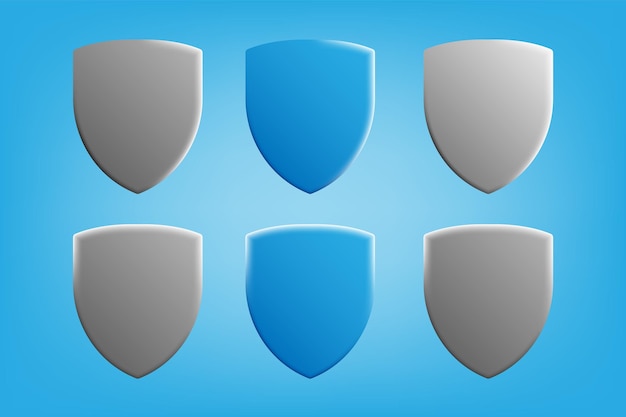 3d cartoon style of shield guard protection in blue grey color with shadow highlight effect