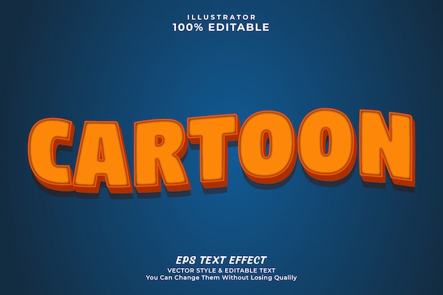 Vector 3d cartoon text effect, bold editable effect style