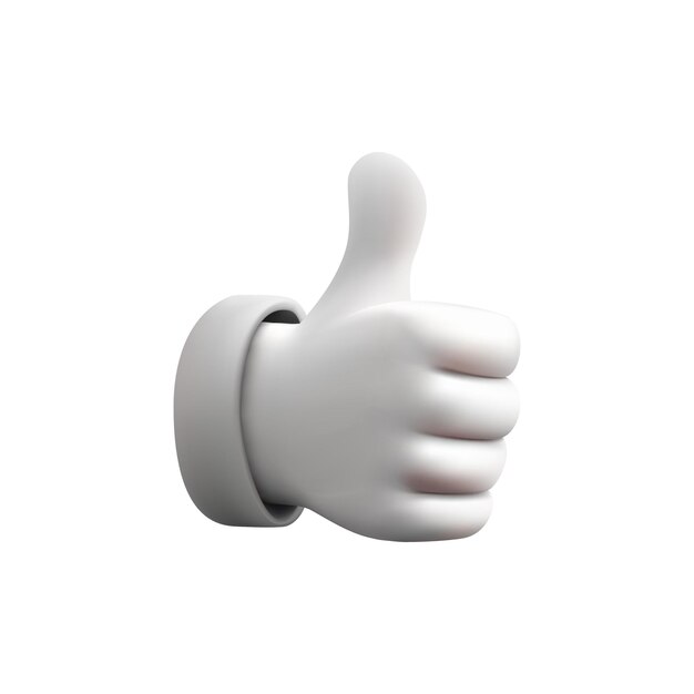 3D мультфильм большой палец вверх рука изолирована Как знак векторная 3d иллюстрация