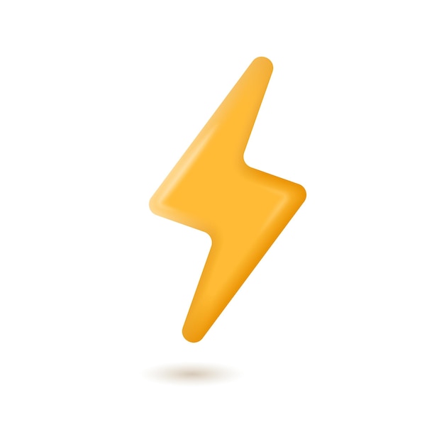 3d cartoon yellow flash or thunder icon.
vector isolated illustration.