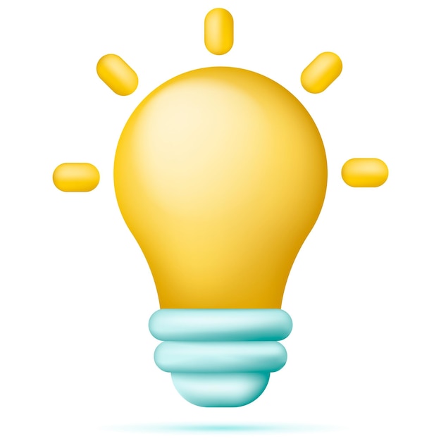 3d cartoon yellow light bulb icon Vector illustration